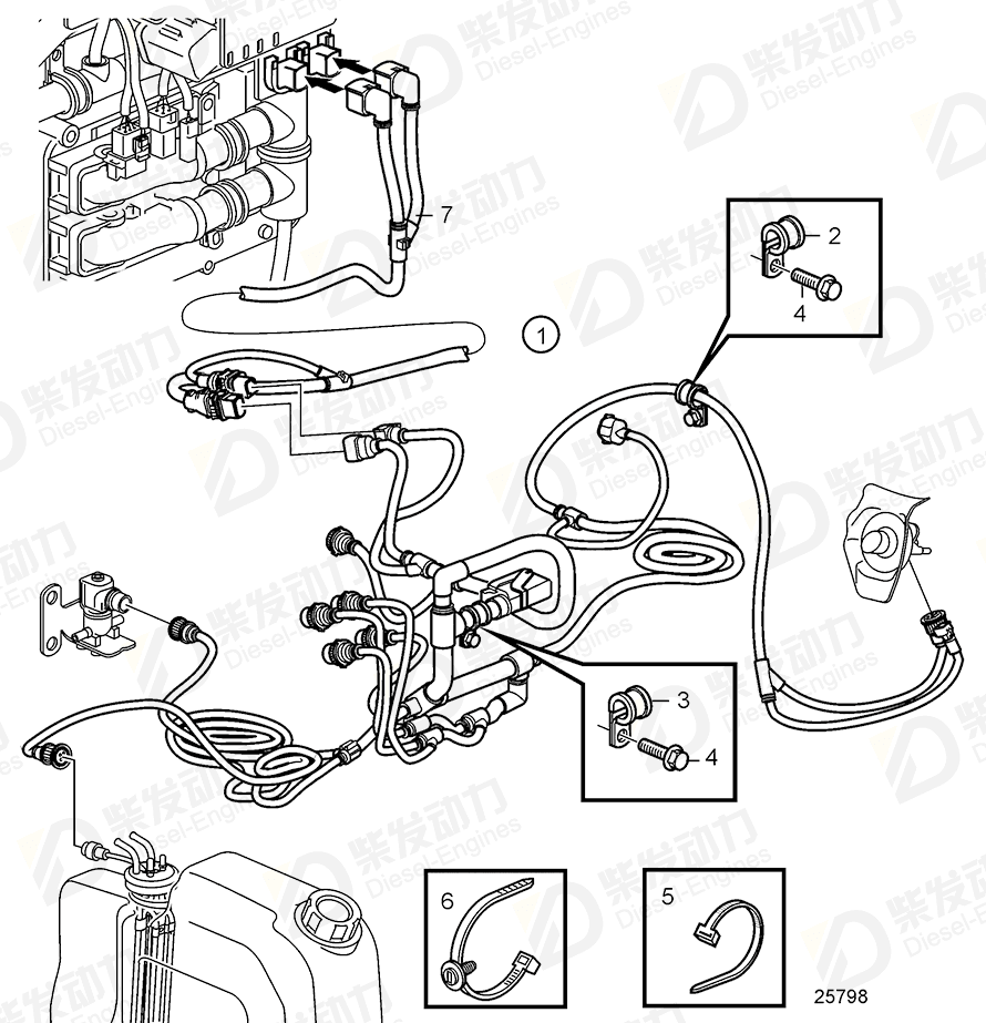 volvo penta Wiring harness 22957942 Drawing